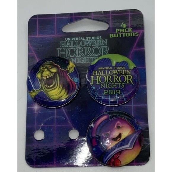Universal Halloween Horror Nights 2019 Ghost Buster Button Set Missing 1 - Picture 1 of 2